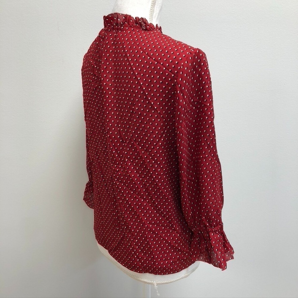 Frame Brooke Red Heart Silk Blouse Shirt Womens Small Red Business Teacher - Picture 2 of 16